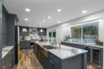 Kitchen view with additional access to wrap around deck.