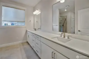Large cabinets/vanity with dual sinks. Quality features throughout the home.