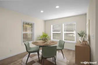 Virtually staged spacious dining area