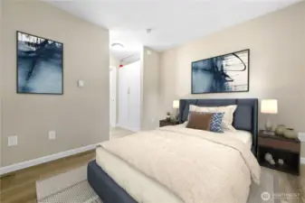 One of two bedrooms. New wardrobe cabinet added in this bedroom.