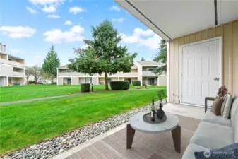 Fabulous walk-out patio to extensive grounds and exterior large storage room.