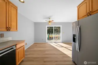 Kitchen to dining area view.