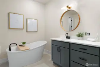 Primary bath with soaking tub, dual sinks and separate shower