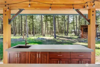 Outdoor kitchen includes water, power & fridge!