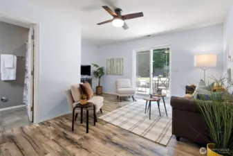With plumbing in the adjoining bathroom it would be easy to add a kitchenette.