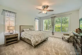 oversized main bedroom with brand new carpet installed for new home owner