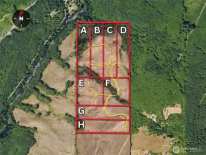 Overhead view with approximate boundaries in red.