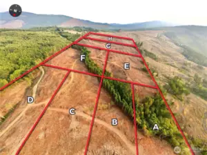 Overhead view with approximate boundaries in red.