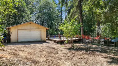 Deep 2 car garage with full bathroom