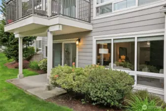 Nestled back away from the street at garden level for peaceful green views every day!