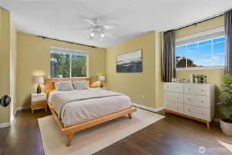 Your evening slumber will be sweet with this large primary bedroom with ensuite bathroom. This home is virtually staged.