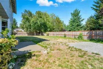 Fully fenced yard for your furry friends and corner lot privacy.