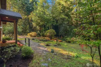 Looking from the east out to the entry and driveway. Raised beds, too!