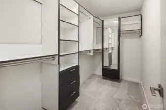 Custom walk-in closet in primary suite