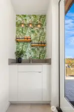 Wet bar on rooftop deck level