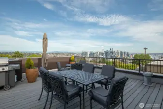 Expansive rooftop deck, overlooking Seattle and the Sound.