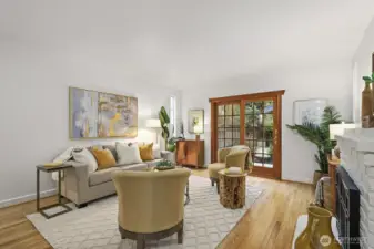 French doors that lead to your fully fenced backyard.