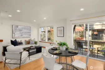 Spacious and open floor plan welcomes you with abundant light, warm finishes and recessed lighting. Living room is plumbed for a gas fireplace for options.