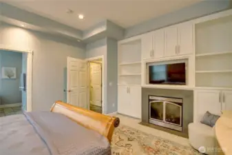 Junior suite media center and fireplace
