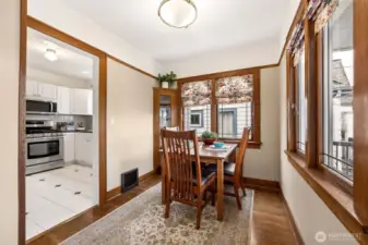 Traditional Dining Room with built in