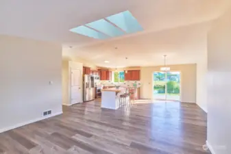 Dining area with slider to back deck