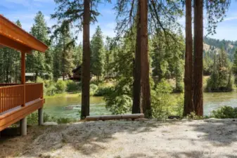 Parking area and river views.