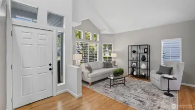 Light streams into every room in the home.  Gorgeous plantation shutters enhance several of the formal rooms.