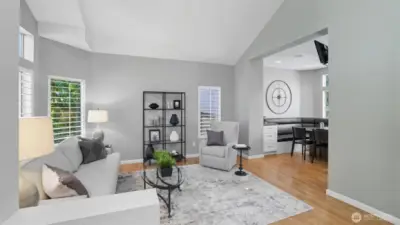 Many special touches have been added through out the home.  There is a mounted TV between the living room and the dining room that stays with the home.