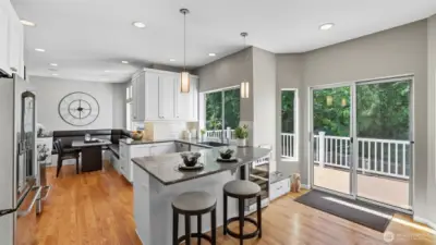 This home is ready for it's new owner. There is a built-in beverage cooler and a built-in water set-up for your pet.  Step out onto your deck through the glass sliding doors and enjoy a morning coffee or a relaxing spot at the end of your day.