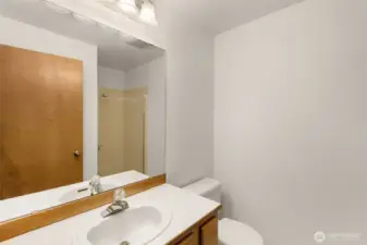 Hall bathroom with shower.