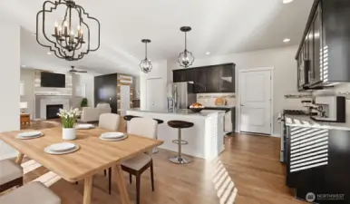 Open floor plan offers light-filled spaces designed for modern living. (virtually staged)