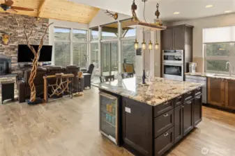 Built-in beverage fridge perfect for entertaining