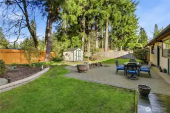 Another view of the backyard and you can see the storage shed in the distance.