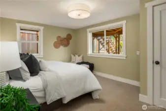 The lower third bedroom is also a large bedroom with 2 windows and a nice sized closet.