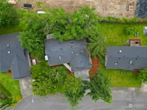 A birds eye view of this darling home. The roof and gutters have been cleaned and moss-treated.