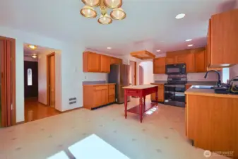 Kitchen has great access from all of home. Breakfast area.