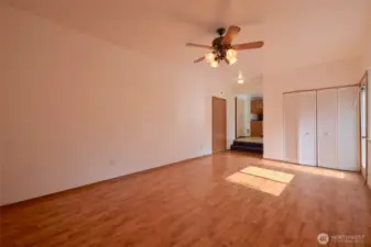 Flex space for extra living/office/den, laundry in closet.