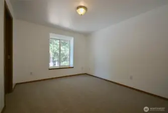 second bedroom.  new carpet 2025. Walk-in -closet with closet orginizer.