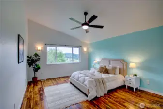 Primary bedroom on opposite side of house away from 2 other main floor bedrooms.