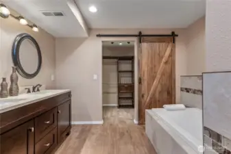 Primary bath with full shower and soaking tub