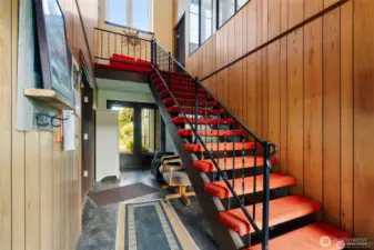 Stairway to second level of clubhouse.