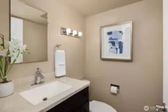 The remodeled main-level powder room.