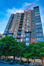 Arrow points to unit location facing 1st Avenue