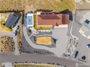 Aerial view shows the amazing privacy and parking area spacious