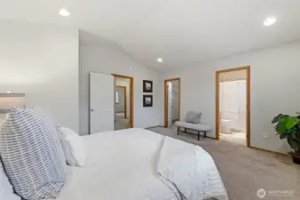 Primary bedroom with walk-in closet & full bathroom