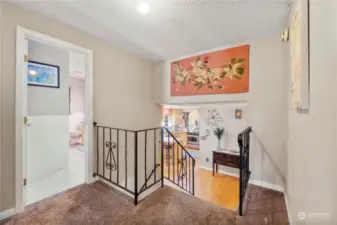 From entry foyer to the upper level where the master bedroom and deck is. Also two other bedrooms for office space or guest. Large main bath with double granite vanity and tub shower combo.