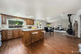 beautiful kitchen with high end granite counters, SS appliance a real wood luxury cabinets