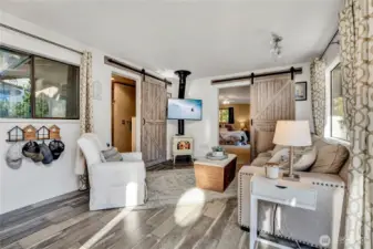 Looking towards the bedroom and bathroom.