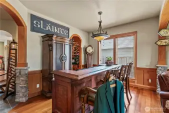 Hard wood floors, great fixutres and beautiful wood work...