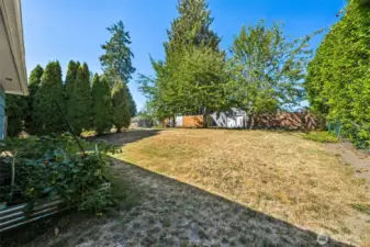 Fully fenced back yard with potential alley access if needed (potential for a garage). Buyer to verify.